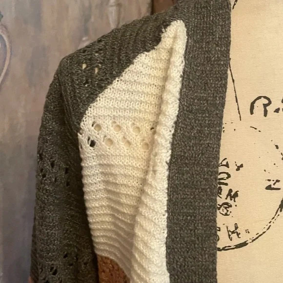 COLOR BLOCK MEDIUM RAGLAN SLEEVE LONG CARDIGAN NWT - Picture 5 of 6